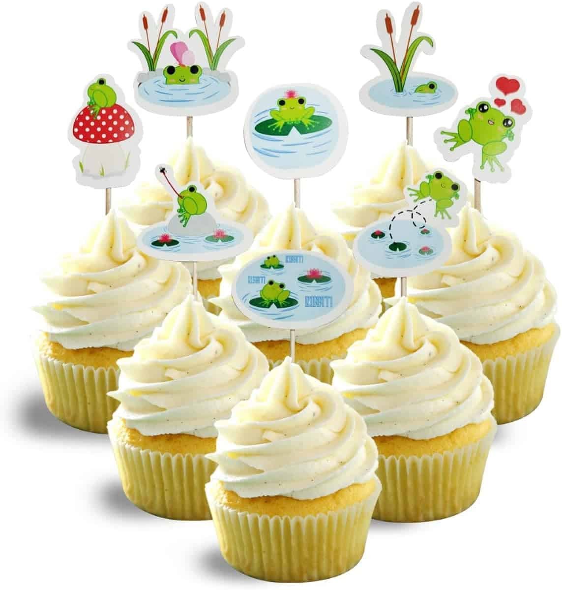 Frog Cupcake Topper cardstock 1 pack with 16 pc Frog Cupcake Topper cardstock 1 pack with 16 pc