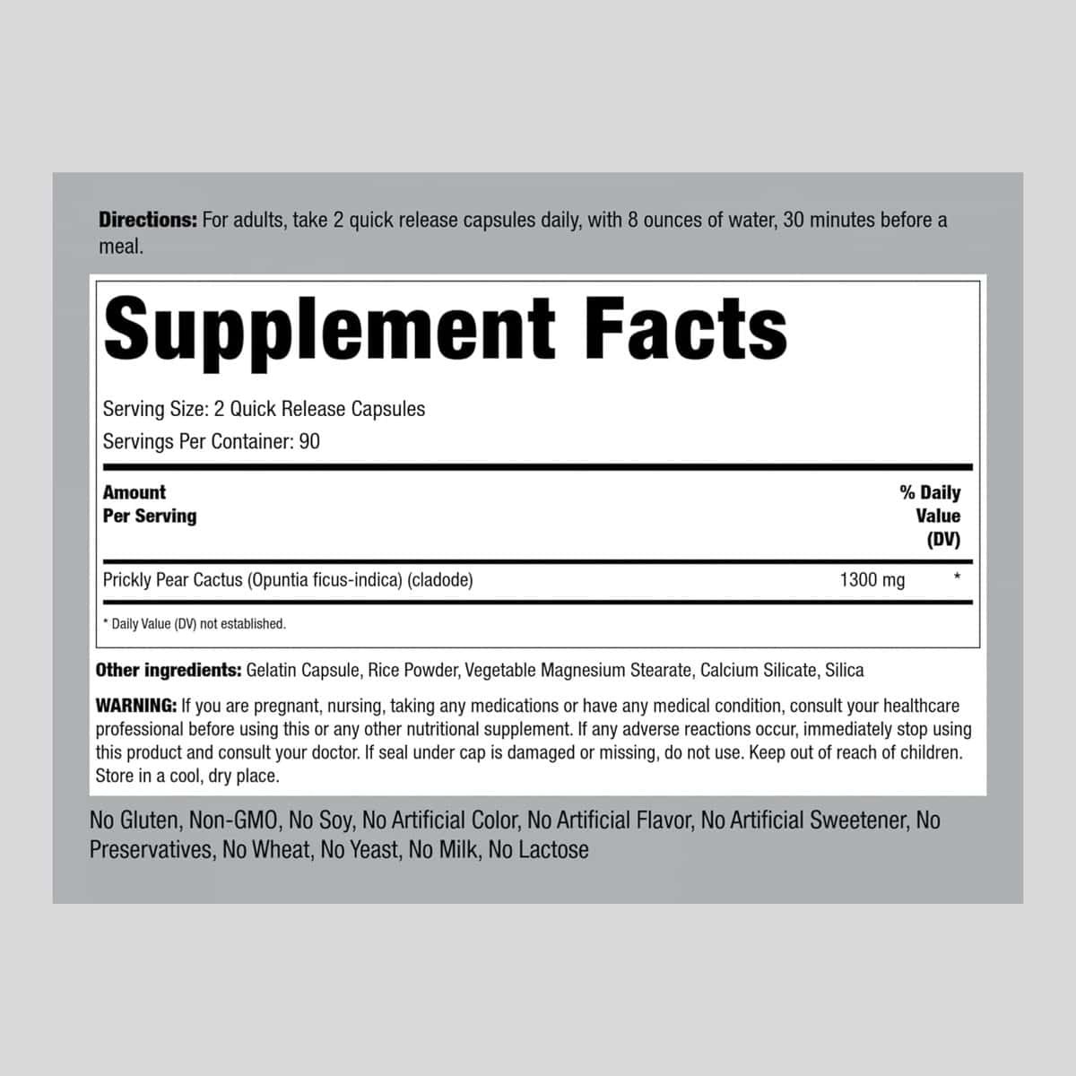 Nopal Cactus Capsules 1300mg | 180 Count | Prickly Pear Supplement | Non-GMO, Gluten Free | by Piping Rock Nopal Cactus Capsules 1300mg | 180 Count | Prickly Pear Supplement | Non-GMO, Gluten Free | by Piping Rock