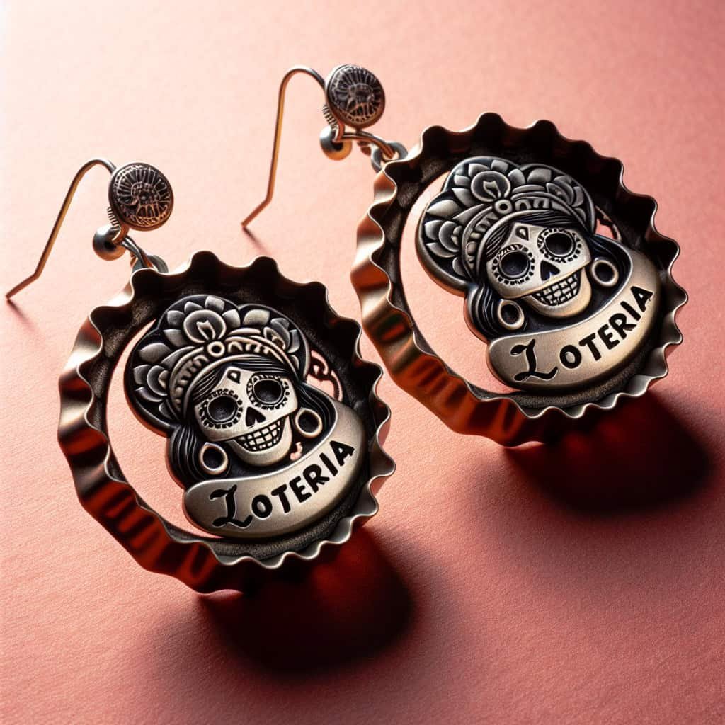 El Nopal Loteria Bottle Cap Earrings El Nopal Loteria Bottle Cap Earrings