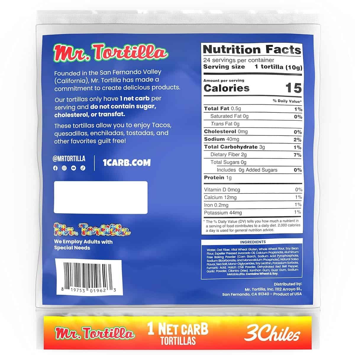 Mr. Tortilla Low Carb Keto Soft Taco Shells, Vegan Healthy Snacks  Bread Alternative, 1 Net Carb 15 Calories, Delicious Small Batch Kosher Wraps - (Multigrain, 24 Count)