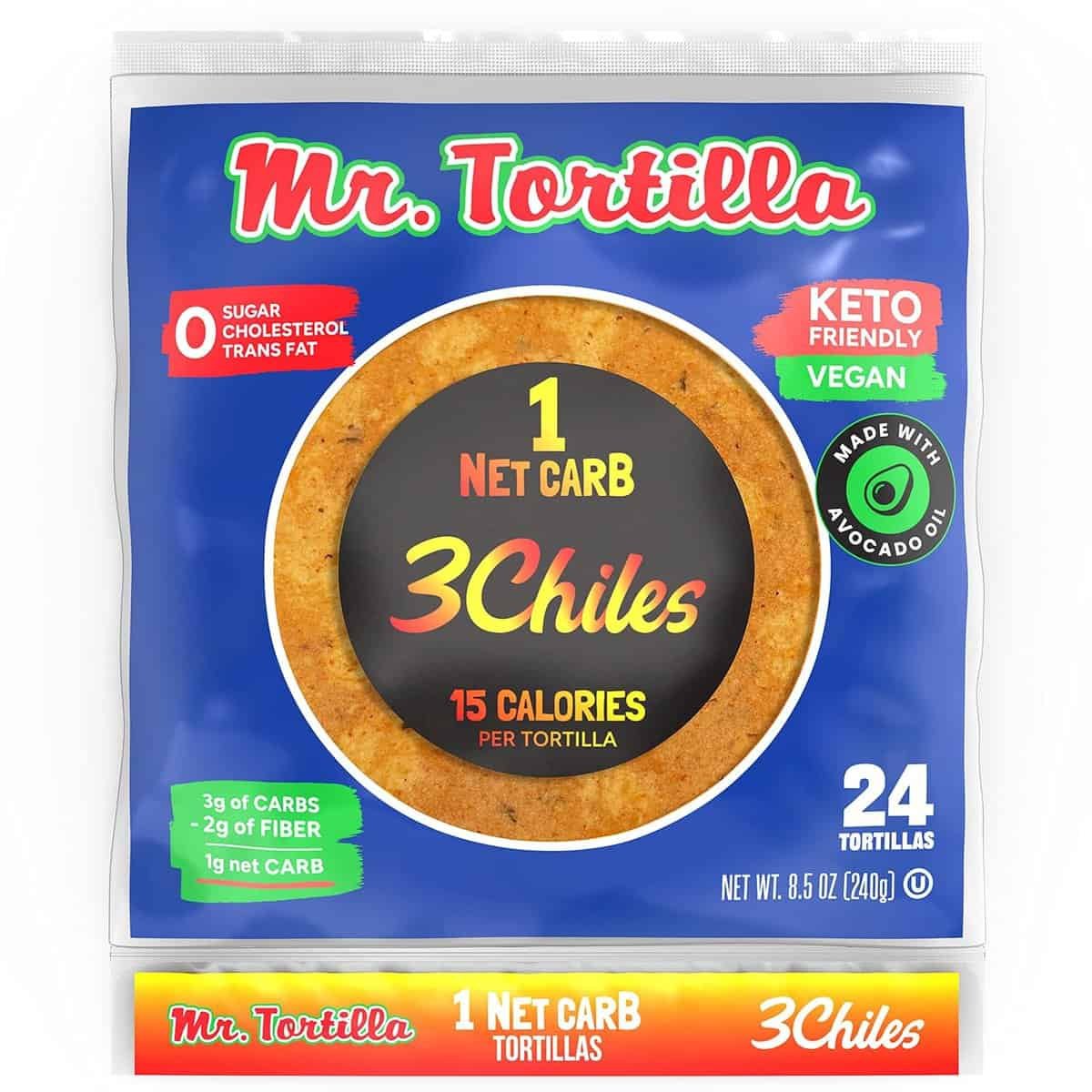Mr. Tortilla Low Carb Keto Soft Taco Shells, Vegan Healthy Snacks  Bread Alternative, 1 Net Carb 15 Calories, Delicious Small Batch Kosher Wraps - (Multigrain, 24 Count)