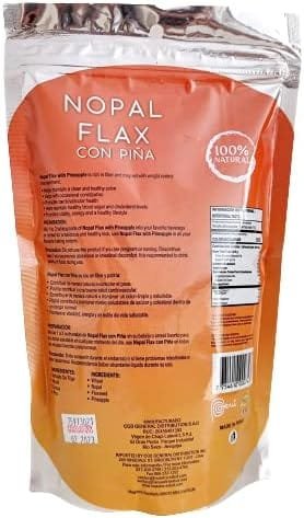 Nuestra Salud Nopal Flax Seed Pineapple - Meal Plus - Milled Flax Seed - 1lb/ 454g - 100% Natural Blend of Ground Linaza Seed and Superfoods (Pineapple/Piña)