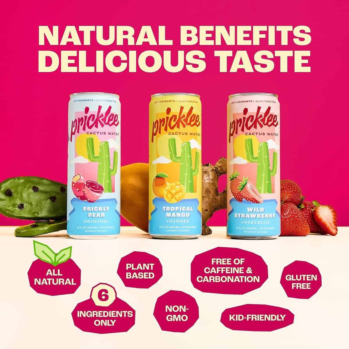 Pricklee Cactus Water Variety 12 Pack - Made From Prickly Pear - Added Natural Antioxidants Electrolytes For Hydration, Immunity, Recovery - 3 Flavors Non-Bubbly, Low-Sugar, No Caffeine 35 Cals Pricklee Cactus Water Variety 12 Pack - Made From Prickly Pear - Added Natural Antioxidants Electrolytes For Hydration, Immunity, Recovery - 3 Flavors Non-Bubbly, Low-Sugar, No Caffeine 35 Cals