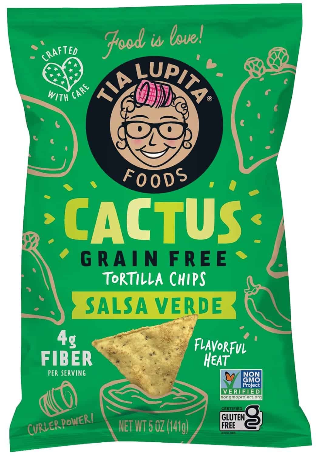 Tia Lupita Cactus Tortilla Chips - Salsa Verde (5oz Bag) - Flavorful Heat, Vegan, Gluten Free, Grain Free, Dairy Free, High Fiber, Authentic Mexican Snack Food Tia Lupita Cactus Tortilla Chips - Salsa Verde (5oz Bag) - Flavorful Heat, Vegan, Gluten Free, Grain Free, Dairy Free, High Fiber, Authentic Mexican Snack Food
