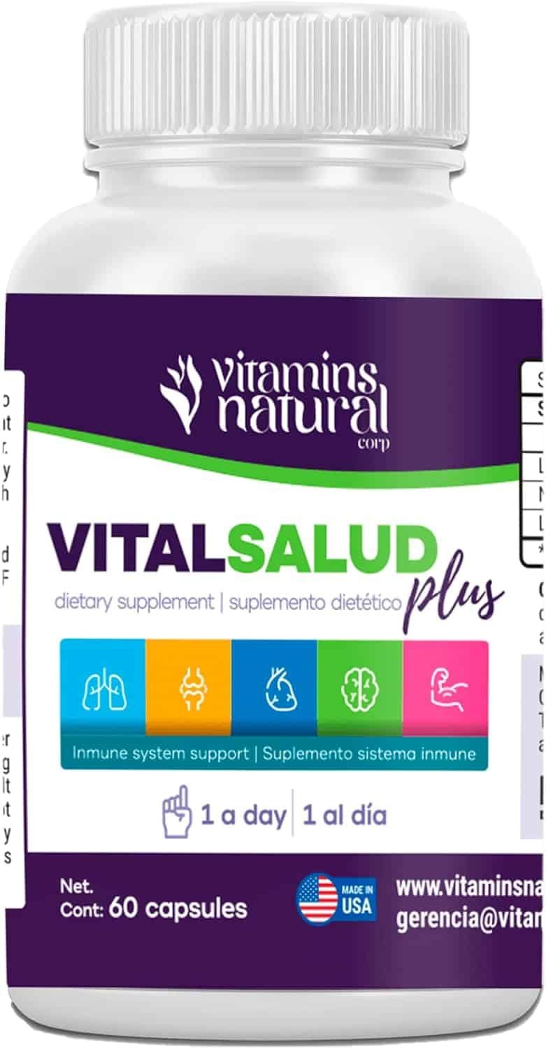 Vital Salud Plus - Immune System Support - Treatment for varicose Veins 100% Organic - with Nopal and L-Carnitine Base - VITALSALUD Plus