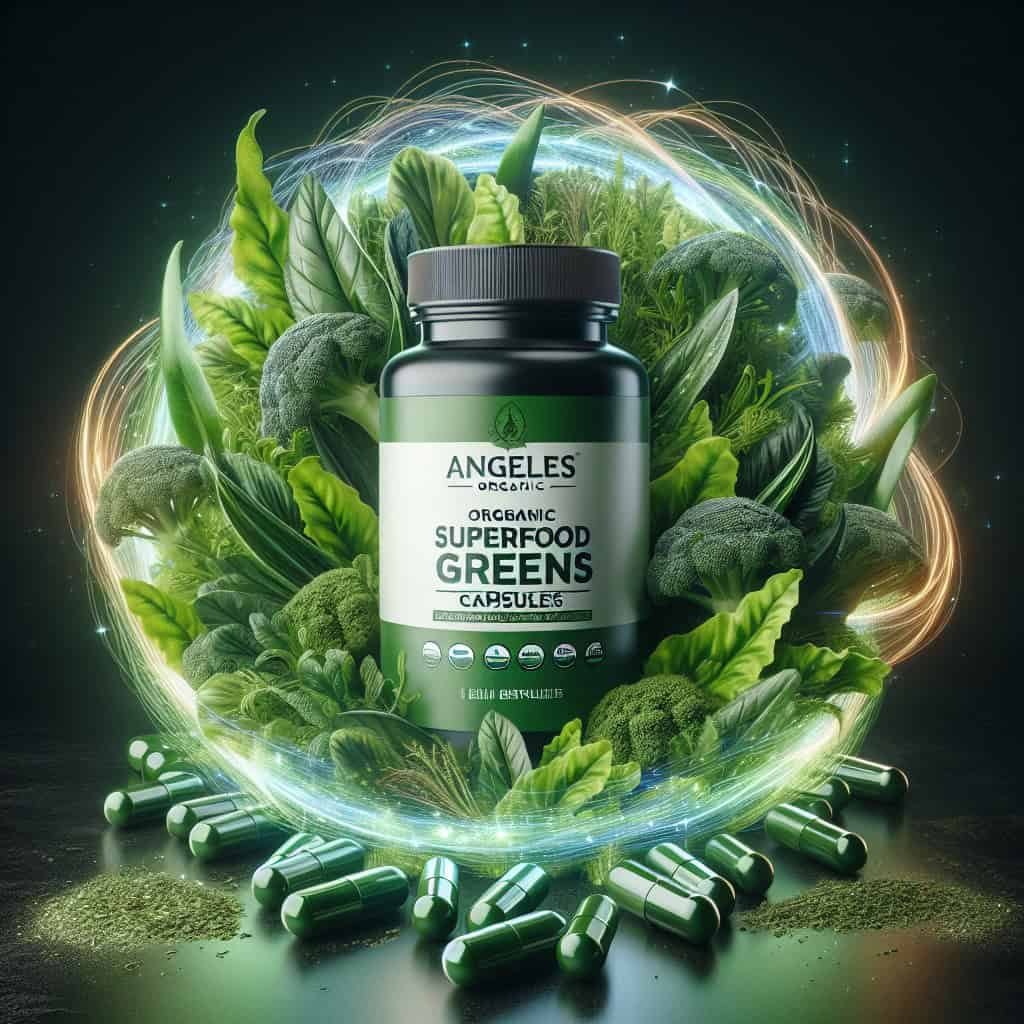 Angeles Organic Superfood Greens Capsules | Energy Supplement | Skin Health Supplement | Herbal Vitamins and Minerals