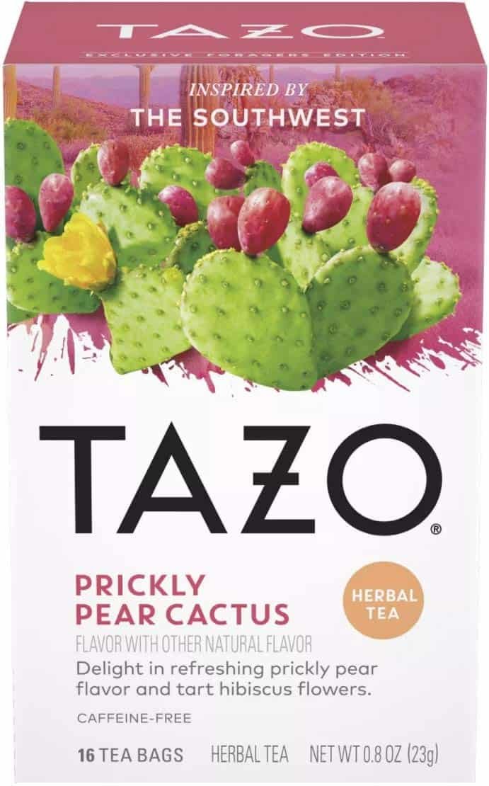 Tazo Foragers Prickly Pear Cactus Tea. 16 Count Herbal Tea Bags. Caffeine Free. 2 Pack. Tazo Foragers Prickly Pear Cactus Tea. 16 Count Herbal Tea Bags. Caffeine Free. 2 Pack.