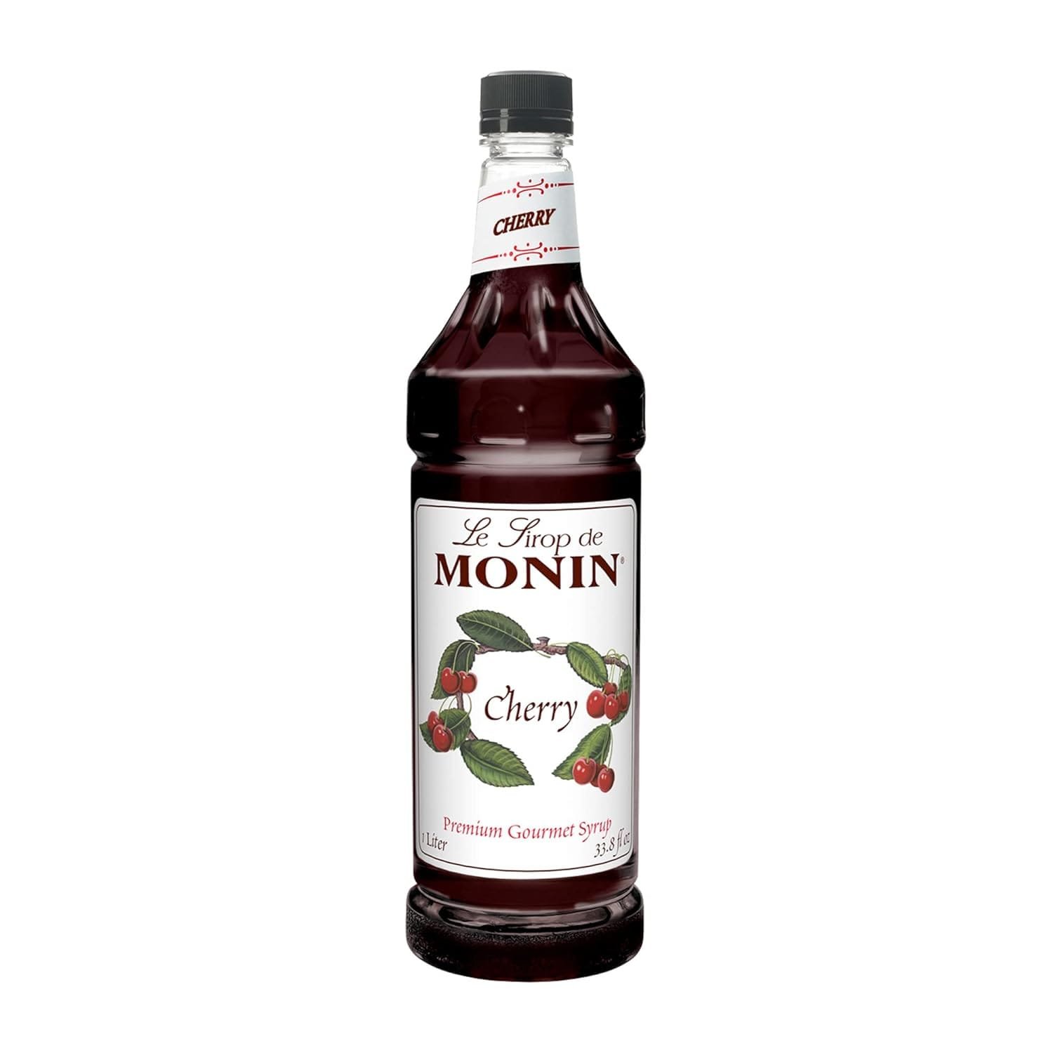 Monin Flavored Syrup, Cherry, 33.8-Ounce Plastic Bottle (1 liter)