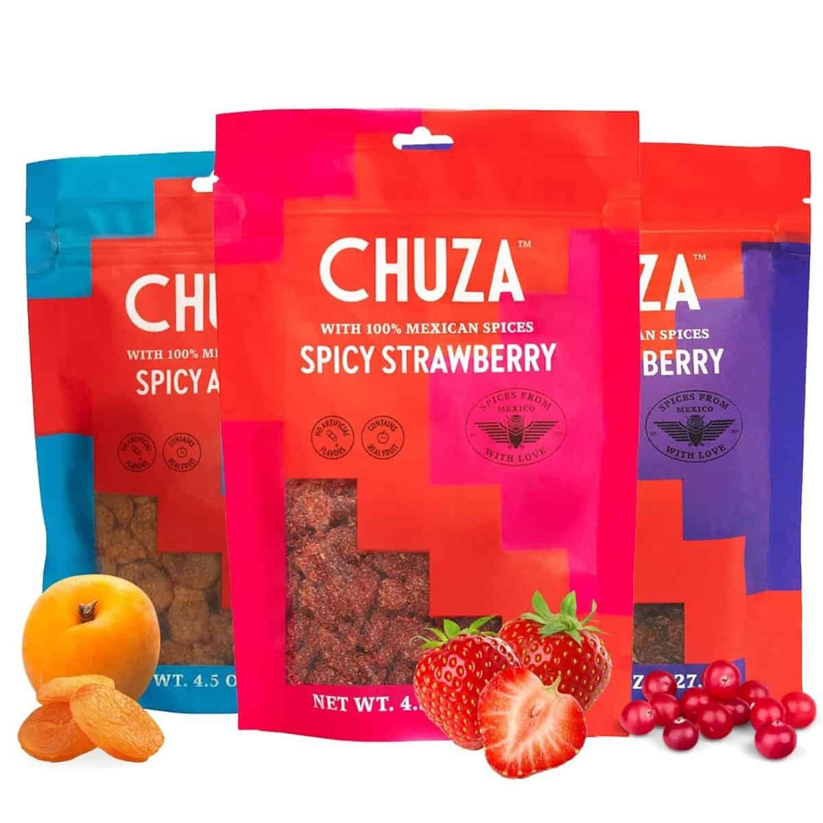 CHUZA Dried Fruit Slices, Mexican Snacks Dried Mixed Fruit Candy Variety Pack Dried Strawberries, Dried Cranberries, Dried Apricots, Natural Dried Fruit, Mexican Candy 100% Mexican Spices