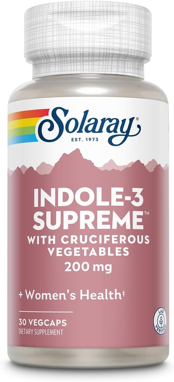 Solaray Indole-3 Supreme with Cruciferous Vegetables - Womens Health Support - DIM Plus Broccoli, Kale, and More - Lab Verified, 60-Day Guarantee - 30 Servings, 30 VegCaps Solaray Indole-3 Supreme with Cruciferous Vegetables - Womens Health Support - DIM Plus Broccoli, Kale, and More - Lab Verified, 60-Day Guarantee - 30 Servings, 30 VegCaps