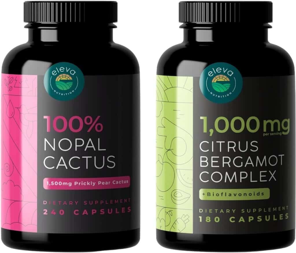 Eleva Nutrition Nopal Cactus Capsules and Citrus Bergamot Complex + Bioflavonoids Bundle