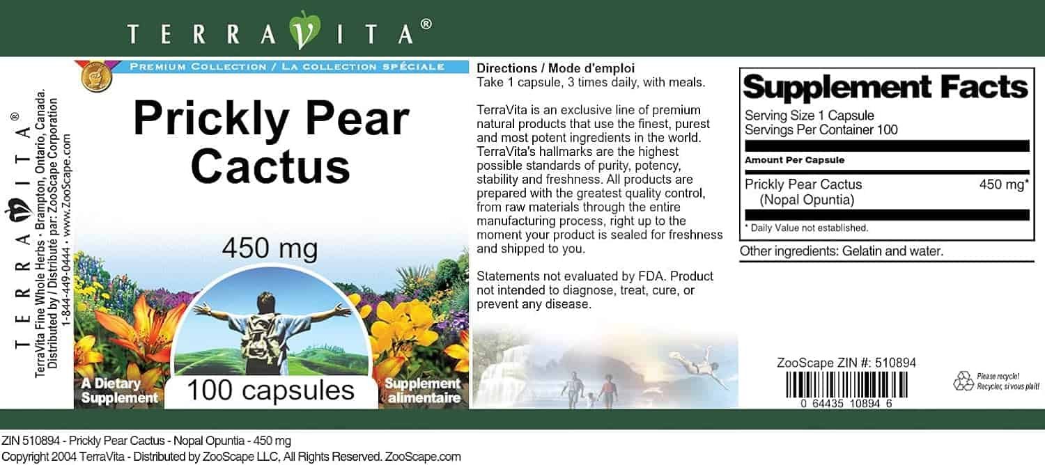 Prickly Pear Cactus – Nopal Opuntia – 450 mg Capsules Review
